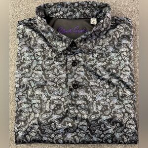 Robert Graham Mens 100% Polyester Short Sleeve Paisley Golf Polo Shirt Size M